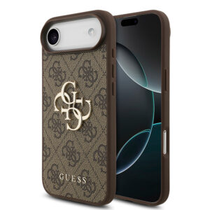 GUESS iPhone 17 Air hoesje - 4G - Big Metal Logo - Bruin - productfoto