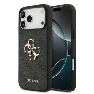 GUESS iPhone 17 Pro Max hoesje - 4G - Big Metal Logo - Zwart - productfoto