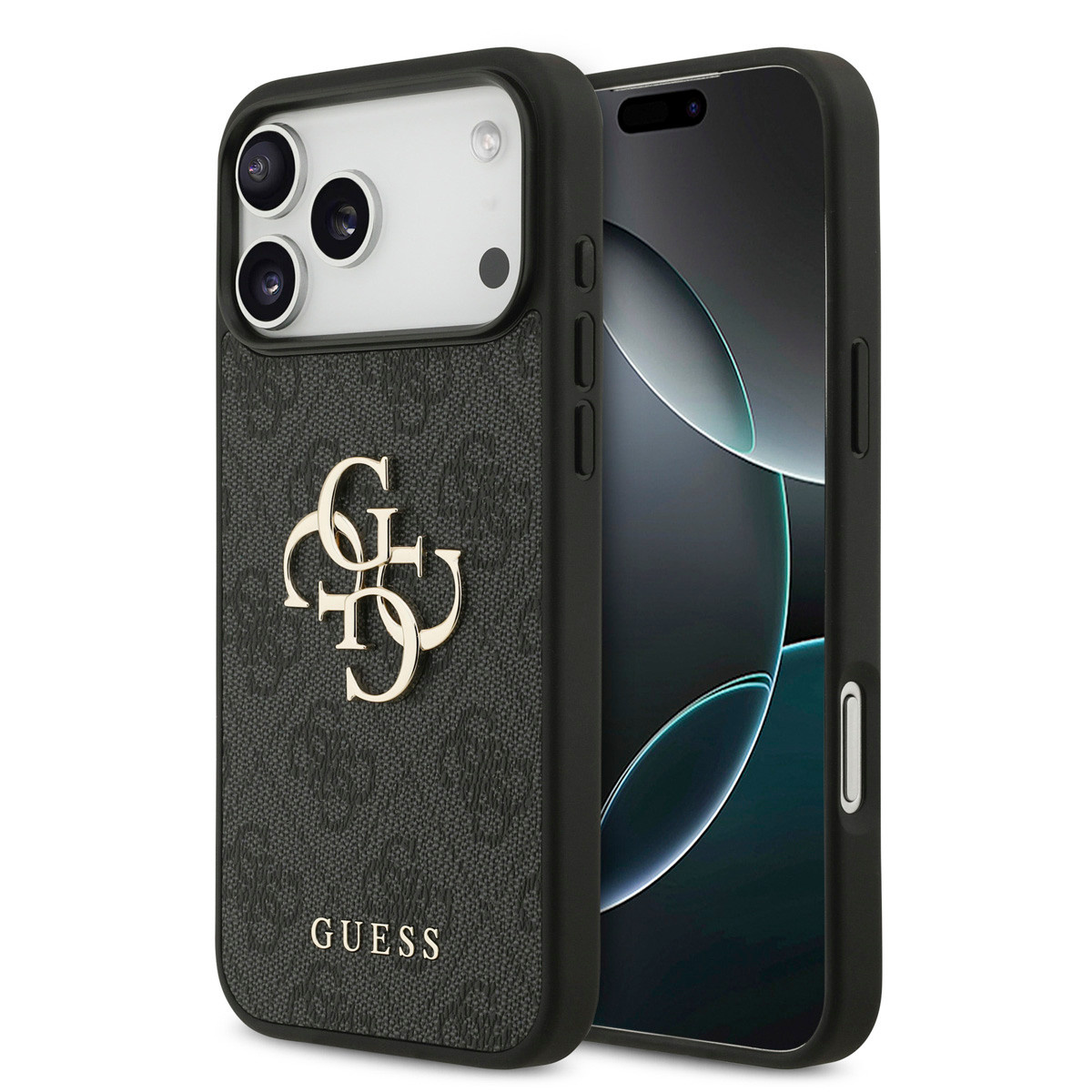 GUESS iPhone 17 Pro Max hoesje - 4G - Big Metal Logo - Zwart - productfoto