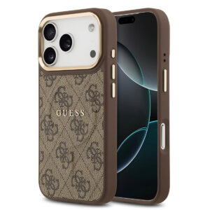 GUESS iPhone 17 Pro hoesje - Magsafe PU - 4G Classic Logo - Bruin - productfoto