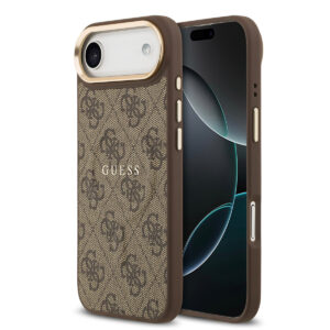 GUESS iPhone 17 Air hoesje - Magsafe PU - 4G Classic Logo - Bruin - productfoto