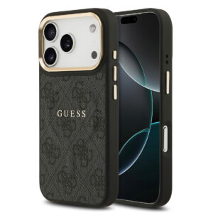 GUESS iPhone 17 Pro hoesje - Magsafe PU - 4G Classic Logo - Zwart - productfoto