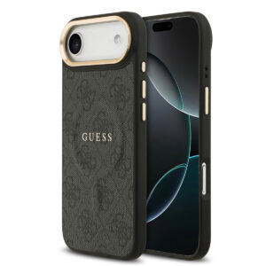 GUESS iPhone 17 Air hoesje - Magsafe PU - 4G Classic Logo - Zwart - productfoto