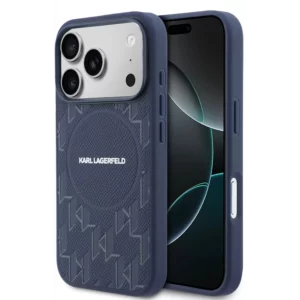Karl Lagerfeld iPhone 17 Pro Max hoesje - MagSafe - KL Monogram - Donkerblauw - productfoto