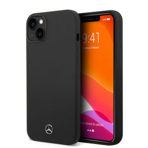 Mercedes-Benz iPhone 14 Plus & 15 Plus hoesje - Silicone - Zwart - productfoto