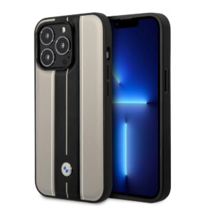 BMW iPhone 14 Pro hoesje - Leather Signature - Hot Stamp Lines - Beige - productfoto