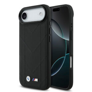 BMW iPhone 17 Air hoesje - MagSafe - Quilted Leather Case With Metal Logo - Zwart - productfoto