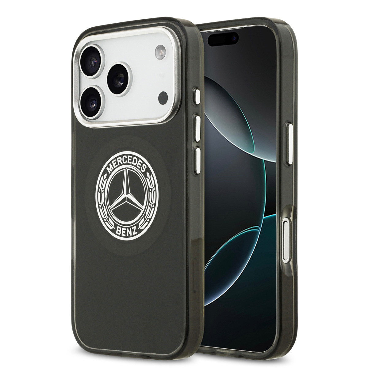 Mercedes-Benz iPhone 17 Pro hoesje - Magsafe - Double Layer - Vintage Logo - Zwart - productfoto