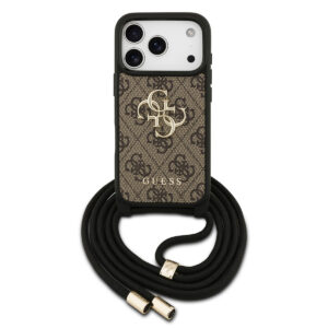 GUESS iPhone 17 Pro hoesje - Crossbody 4G Big Logo - Cord Strap - Bruin - productfoto