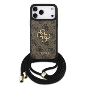 GUESS iPhone 17 Pro Max hoesje - Crossbody 4G Big Logo - Cord Strap - Bruin - productfoto