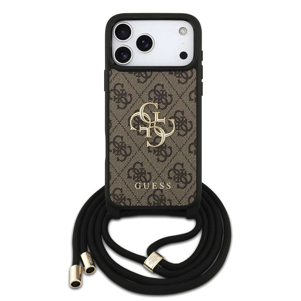 GUESS iPhone 17 Pro Max hoesje - Crossbody 4G Big Logo - Cord Strap - Bruin - productfoto