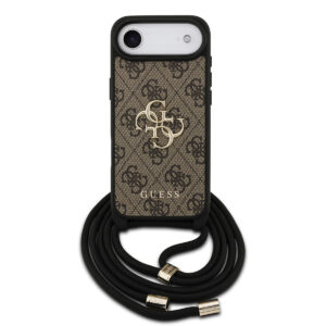 GUESS iPhone 17 Air hoesje - Crossbody 4G Big Logo - Cord Strap - Bruin - productfoto