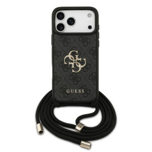 GUESS iPhone 17 Pro Max hoesje - Crossbody 4G Big Logo - Cord Strap - Zwart - productfoto