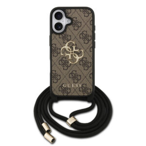 GUESS iPhone 17 hoesje - Crossbody 4G Big Logo - Cord Strap - Bruin - productfoto