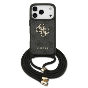 GUESS iPhone 17 Pro hoesje - Crossbody 4G Big Logo - Cord Strap - Zwart - productfoto