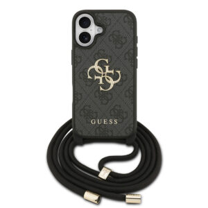 GUESS iPhone 17 hoesje - Crossbody 4G Big Logo - Cord Strap - Zwart - productfoto