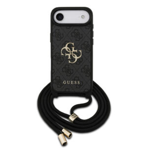 GUESS iPhone 17 Air hoesje - Crossbody 4G Big Logo - Cord Strap - Zwart - productfoto