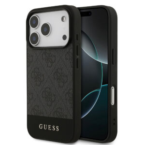 GUESS iPhone 17 Pro hoesje - 4G Bottom Stripe - Grijs - productfoto