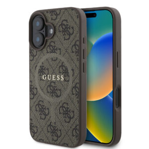 GUESS iPhone 16 hoesje - Magsafe PU - 4G Ring - Bruin - productfoto