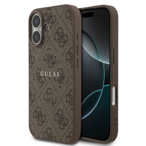 GUESS iPhone 17 hoesje - Magsafe PU - 4G Classic Logo - Bruin - productfoto