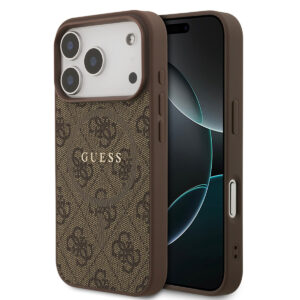 GUESS iPhone 17 Pro hoesje - Magsafe PU - 4G Classic Logo - Bruin - productfoto