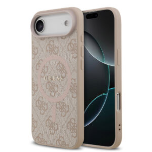 GUESS iPhone 17 Air hoesje - Magsafe PU - 4G Classic Logo - Roze - productfoto