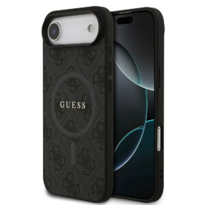 GUESS iPhone 17 Air hoesje - Magsafe PU - 4G Classic Logo - Zwart - productfoto