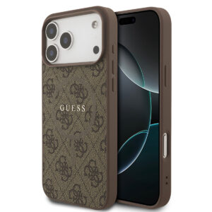 GUESS iPhone 17 Pro Max hoesje - Magsafe PU - 4G Classic Logo - Bruin - productfoto
