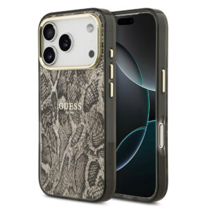 GUESS iPhone 17 Pro hoesje - Magsafe - Python Pattern - Bruin - productfoto