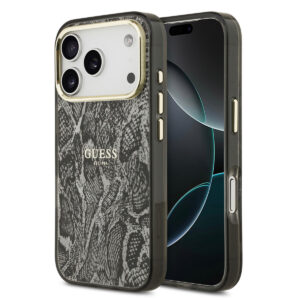 GUESS iPhone 17 Pro hoesje - Magsafe - Python Pattern - Zwart - productfoto