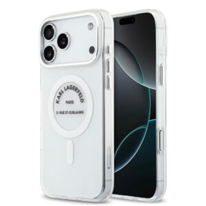 Karl Lagerfeld iPhone 17 Pro Max hoesje - Magsafe IML - RSG Logo - Transparant - productfoto