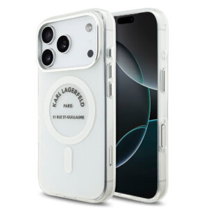 Karl Lagerfeld iPhone 17 Pro hoesje - Magsafe IML - RSG Logo - Transparant - productfoto