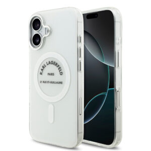 Karl Lagerfeld iPhone 17 hoesje - Magsafe IML - RSG Logo - Transparant - productfoto