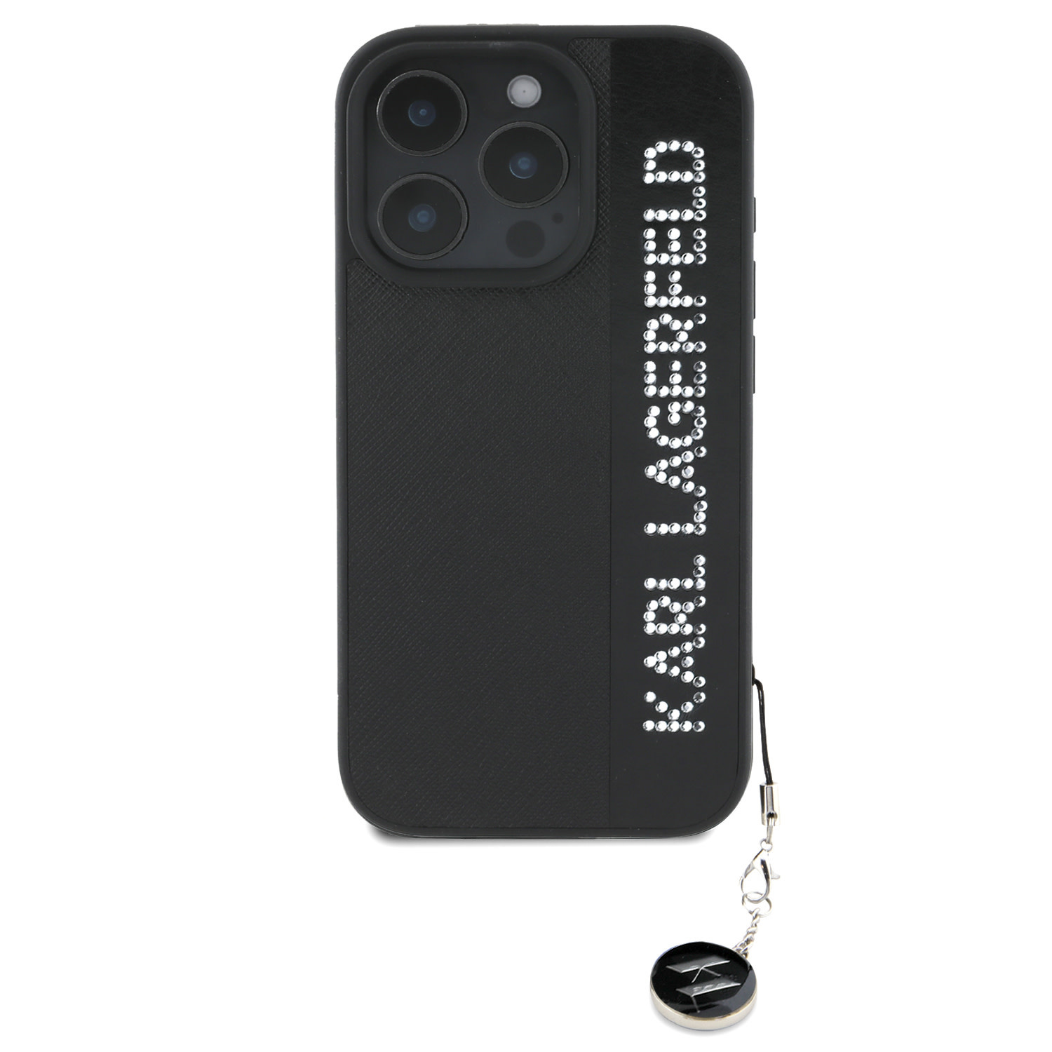 Karl Lagerfeld iPhone 16 Pro Max hoesje Saffiano rhinestones and charm - Zwart - productfoto