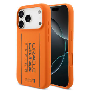 Red Bull Racing iPhone 17 Pro hoesje - Magsafe - Liquid Silicone - Big Vertical Logo - Oranje - productfoto