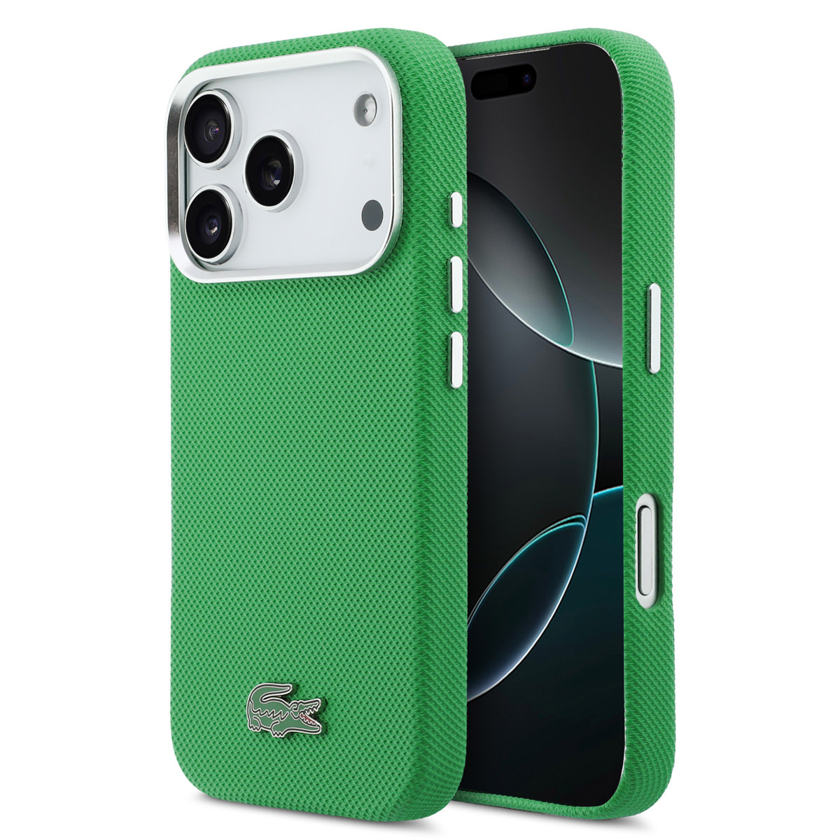 Lacoste 17 Pro hoesje - MagSafe - Metal Edges - Iconic Petit Pique Logo - Estragongroen - productfoto