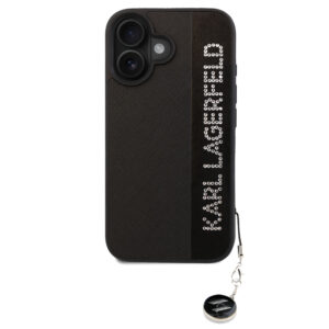 Karl Lagerfeld iPhone 16 hoesje Saffiano rhinestones and charm - Zwart - productfoto