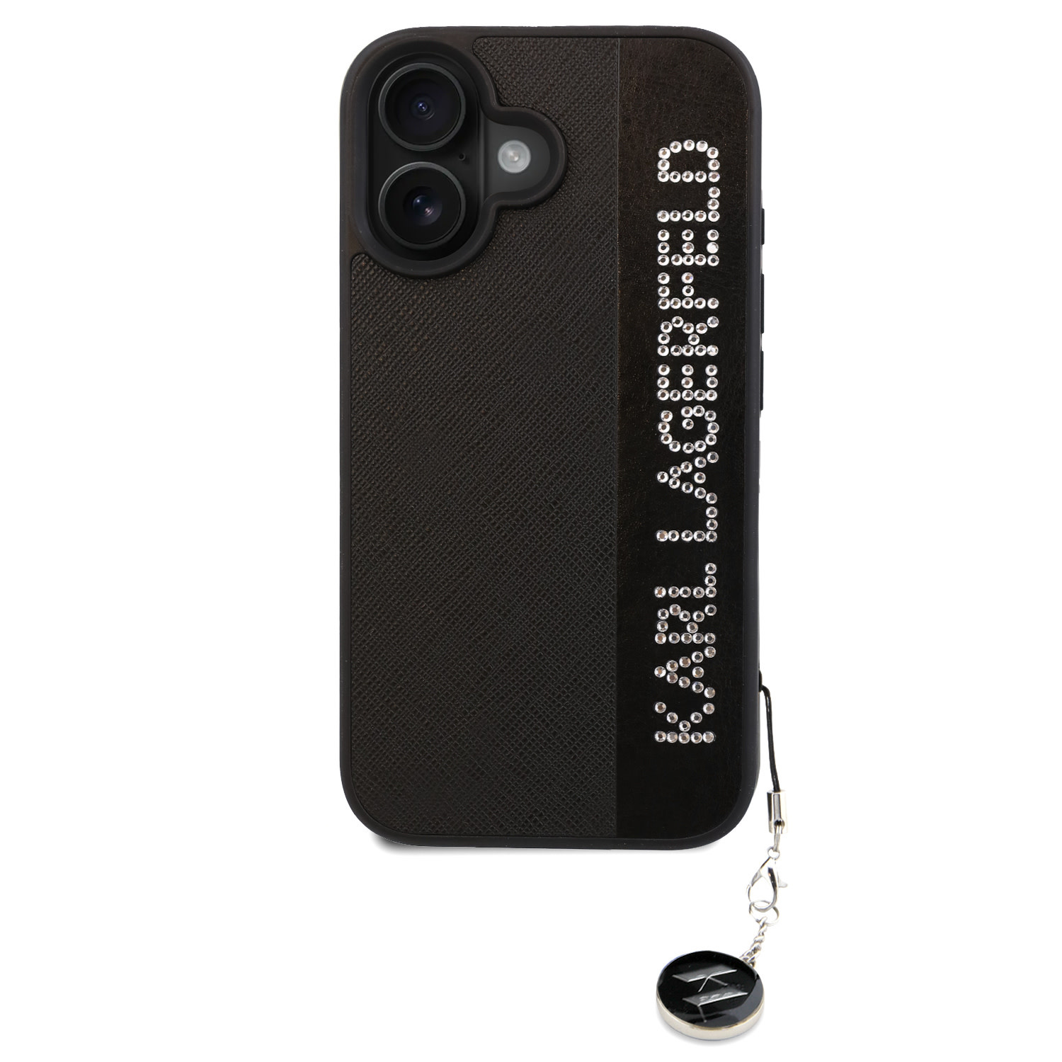 Karl Lagerfeld iPhone 16 hoesje Saffiano rhinestones and charm - Zwart - productfoto