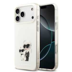 Karl Lagerfeld iPhone 17 Pro Max hoesje - MagSafe IML - Aquarelle Karl & Choupette - Wit - productfoto