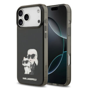 Karl Lagerfeld iPhone 17 Pro Max hoesje - MagSafe IML - Aquarelle Karl & Choupette - Zwart - productfoto