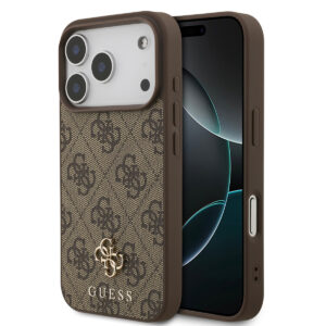 GUESS iPhone 17 Pro hoesje - MagSafe - Small 4G & Classic Metal Logo - Bruin - productfoto