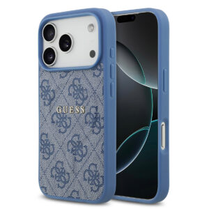 GUESS iPhone 17 Pro hoesje - Magsafe PU - 4G Classic Logo - Blauw - productfoto