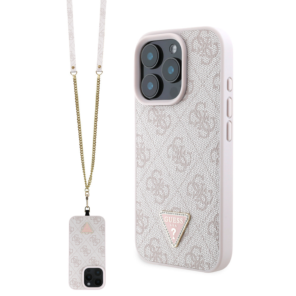GUESS iPhone 16 Pro hoesje Magsafe IML crossbody cord - Roze - productfoto