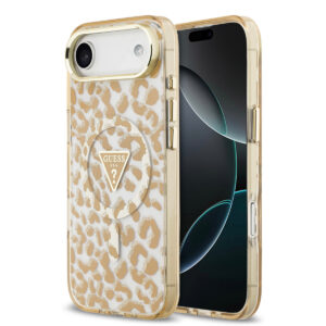 GUESS iPhone 17 Air hoesje - Magsafe - Leopard Glitter Edition - Bruin - productfoto