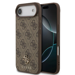 GUESS iPhone 17 Air hoesje - MagSafe - Small 4G & Classic Metal Logo - Bruin - productfoto