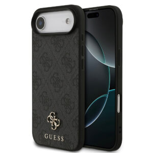 GUESS iPhone 17 Air hoesje - MagSafe - Small 4G & Classic Metal Logo - Zwart - productfoto