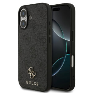 GUESS iPhone 17 hoesje - MagSafe - Small 4G & Classic Metal Logo - Zwart - productfoto