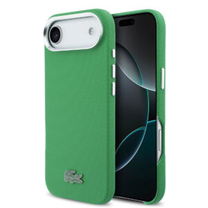 Lacoste iPhone 17 Air hoesje - MagSafe - Metal Edges - Iconic Petit Pique Logo - Estragongroen - productfoto