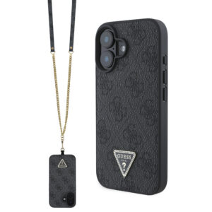 GUESS iPhone 16 hoesje Magsafe IML crossbody cord - Zwart - productfoto
