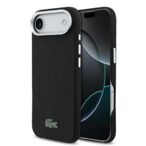 Lacoste iPhone 17 Air hoesje - MagSafe - Metal Edges - Iconic Petit Pique Logo - Zwart - productfoto